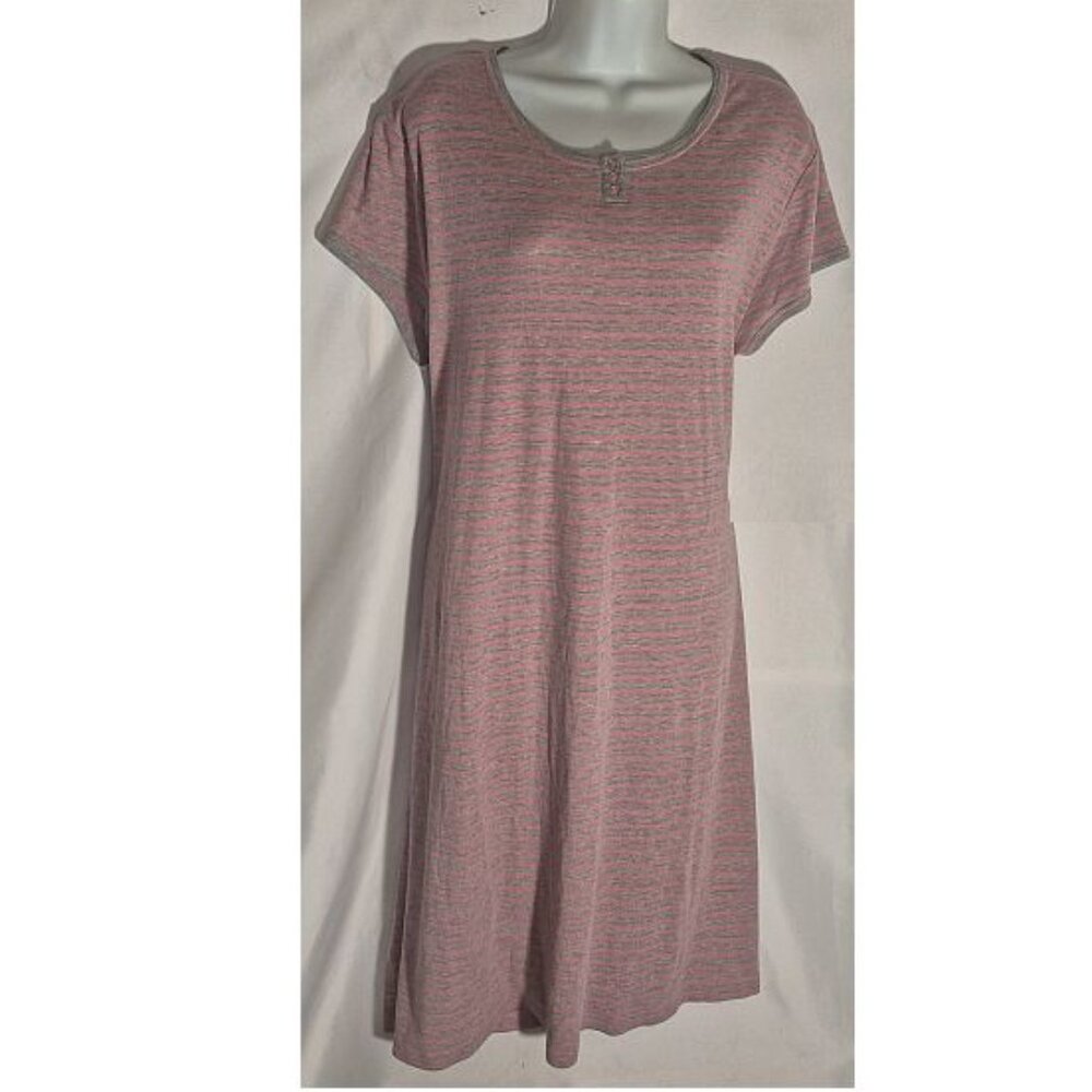 Delicates long sleep shirt. Pink and Grey stripes in size XL